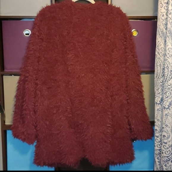 Zelie for She Burgundy Teddy Furry Jacket 1X - Picture 5 of 7